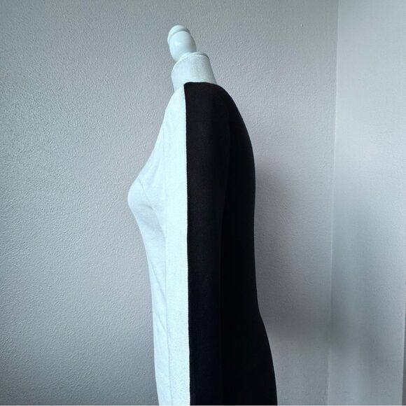 Commense Knit Top Long Sleeve Black White Reversible Sweater SZ L NEW - Picture 3 of 11